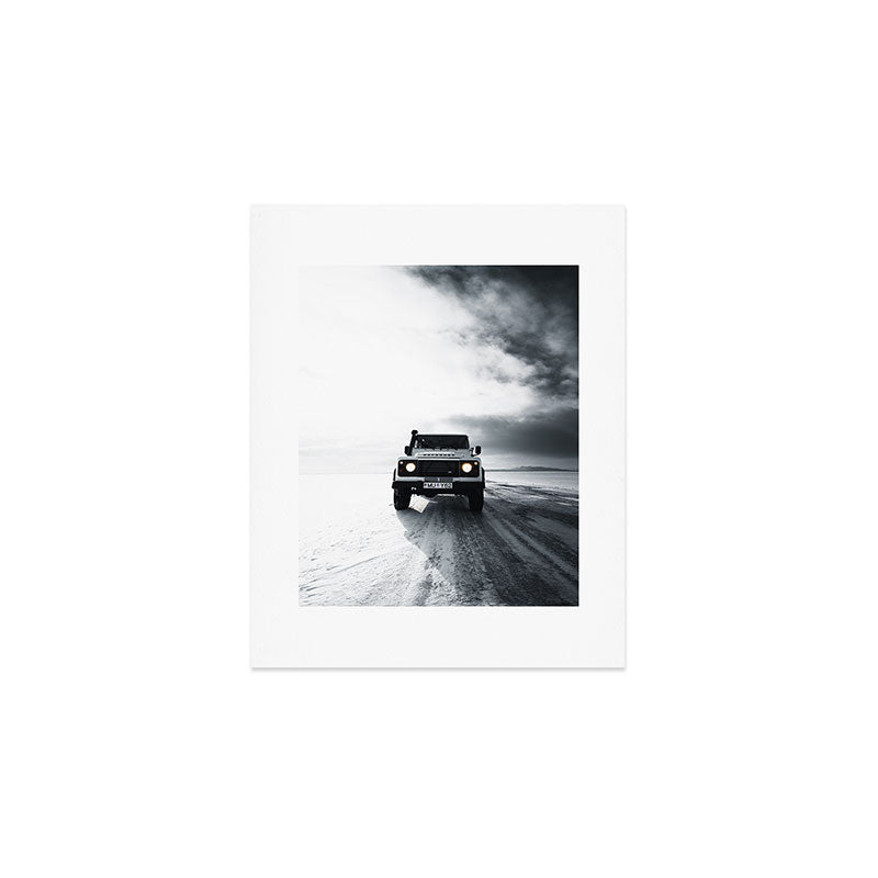 landrover defender in iceland Art Print Gallery Image 1