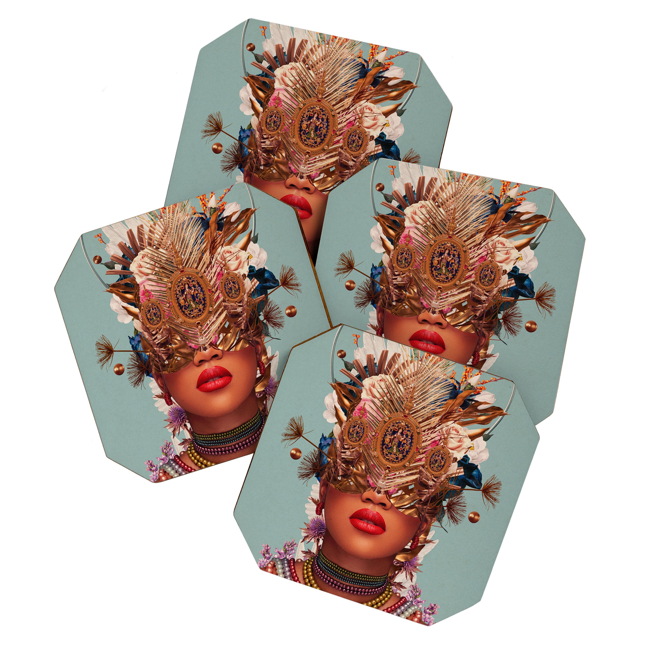 Blossom in a golden asymmetry Coaster Gallery Image 1