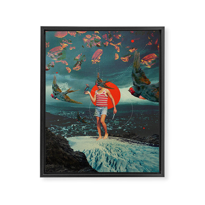 The Boy and the Birds Framed Canvas Print Gallery Image 1