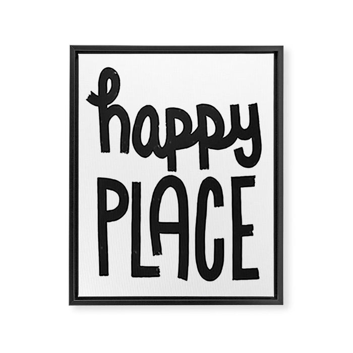 Happy Place x Black and White Framed Canvas Print Gallery Image 1