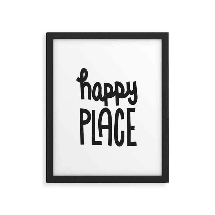 Happy Place x Black and White Framed Art Print Gallery Image 1