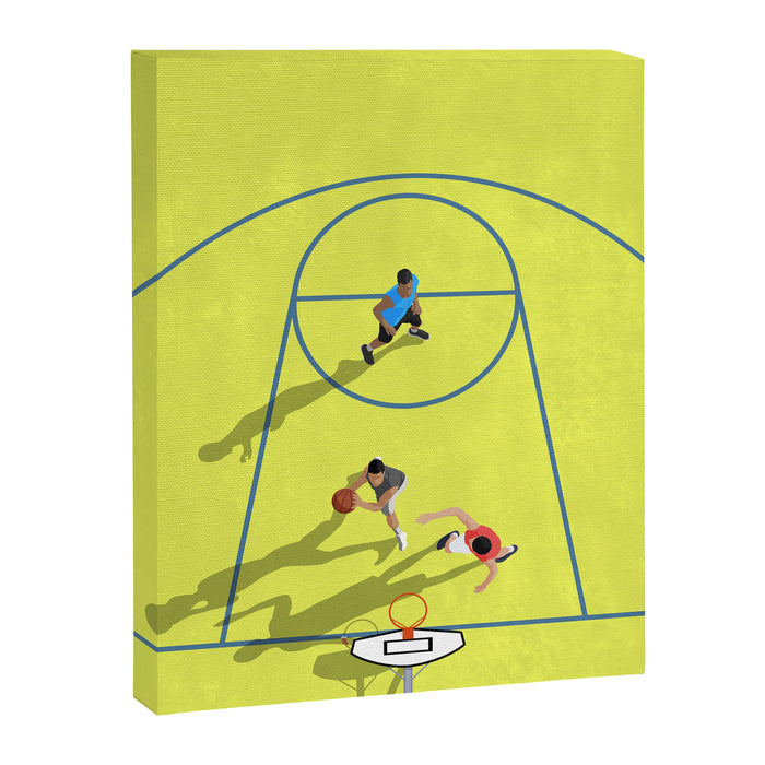 Bring Your Game to Life | Vibrant Yellow Basketball Court Artwork Canvas Print Gallery Image 1