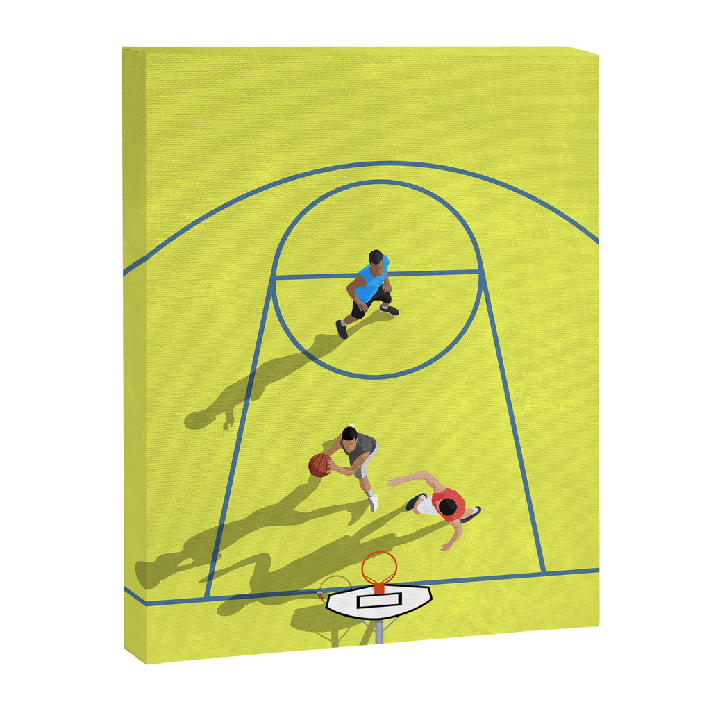 Bring Your Game to Life | Vibrant Yellow Basketball Court Artwork Canvas Print Gallery Image 6