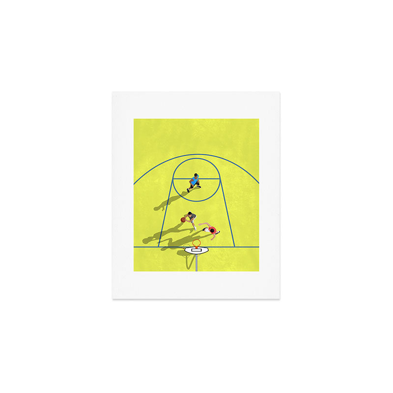 Bring Your Game to Life | Vibrant Yellow Basketball Court Artwork Art Print Gallery Image 1