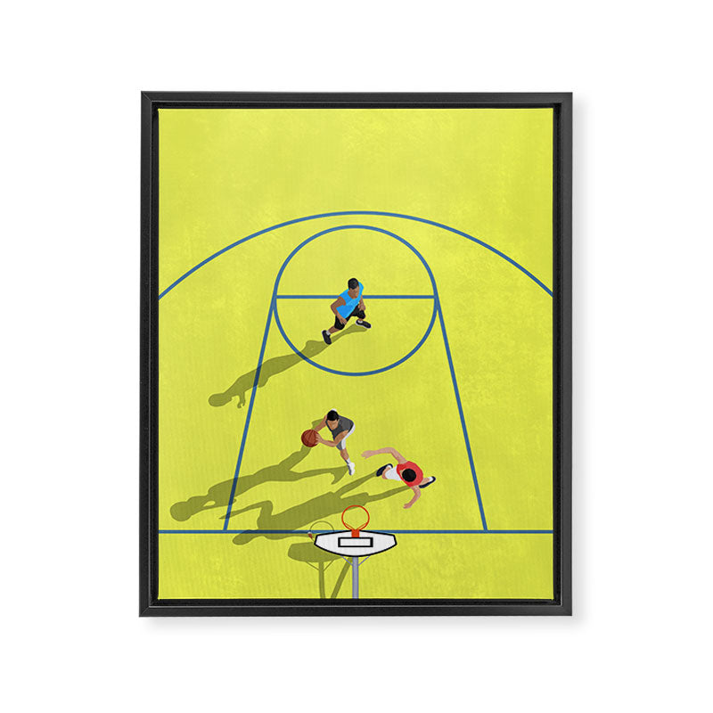 Bring Your Game to Life | Vibrant Yellow Basketball Court Artwork Framed Canvas Print Gallery Image 6