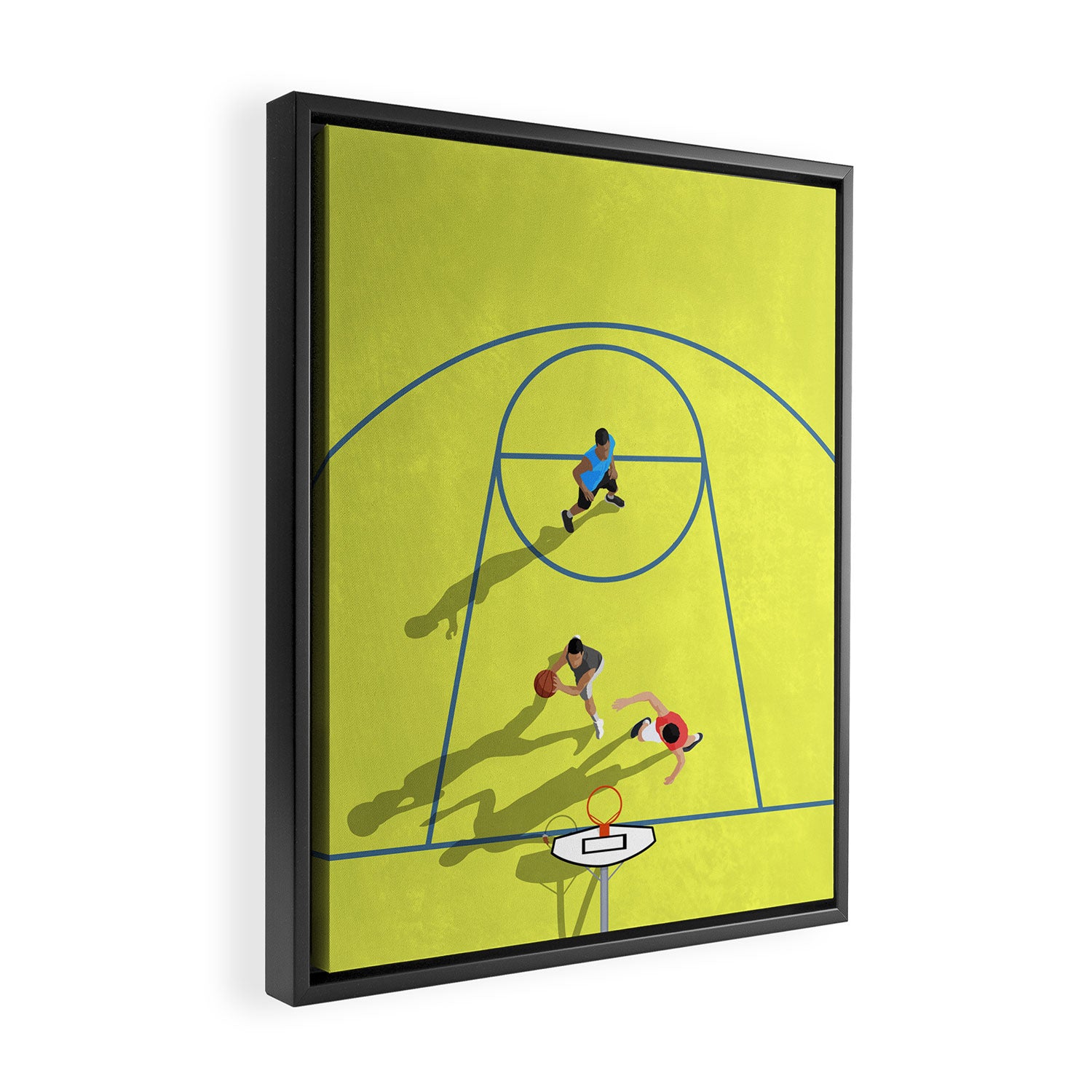 Bring Your Game to Life | Vibrant Yellow Basketball Court Artwork Framed Canvas Print Gallery Image 2