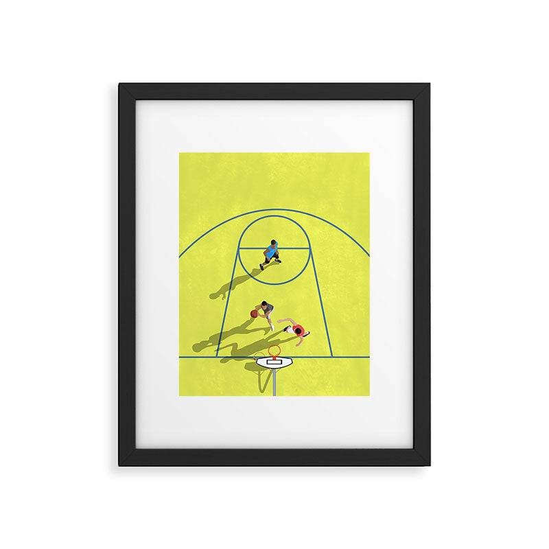 Bring Your Game to Life | Vibrant Yellow Basketball Court Artwork Framed Art Print Gallery Image 5