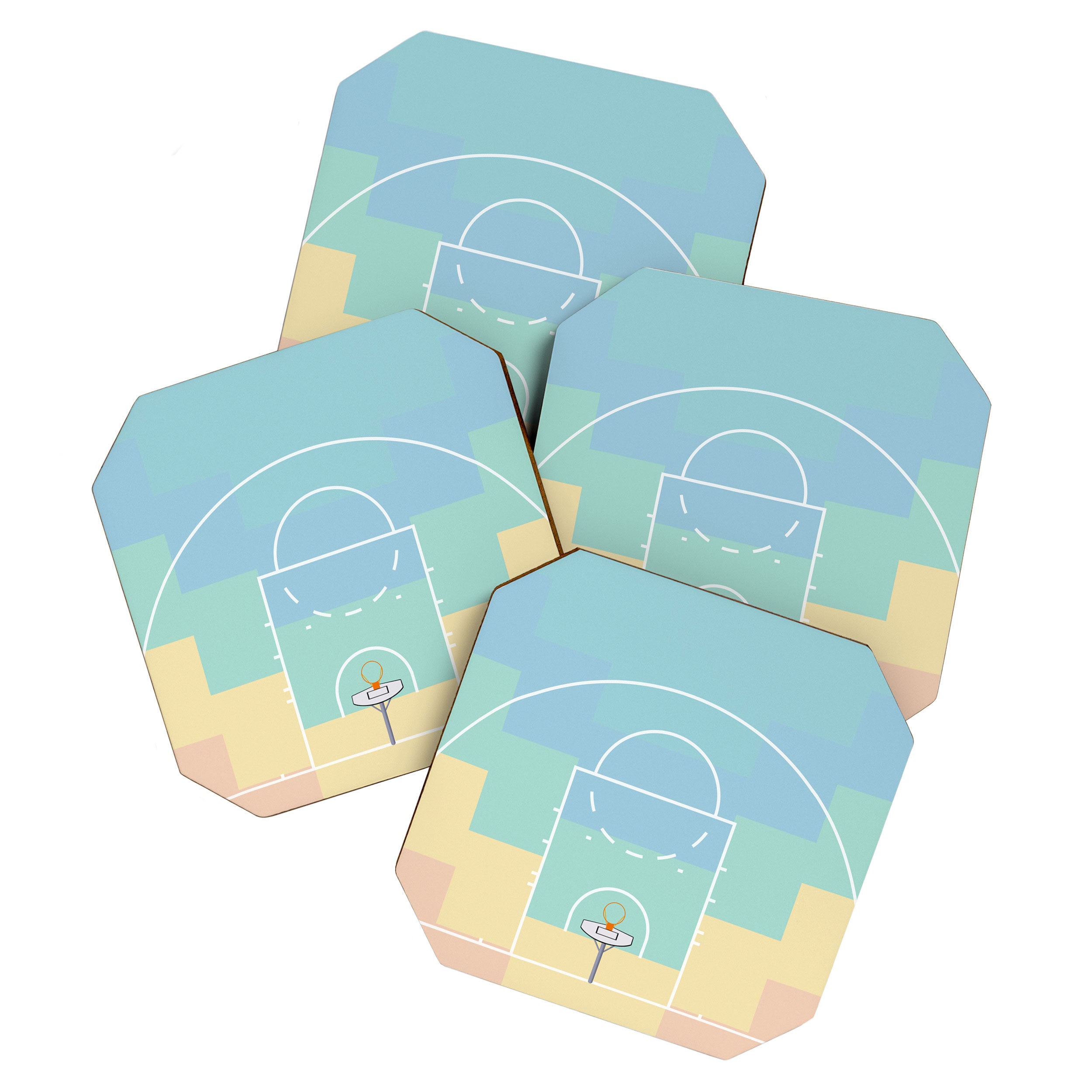 Pastel Colors Basketball Court | Shoot Hoops Streetball  Coaster Gallery Image 1
