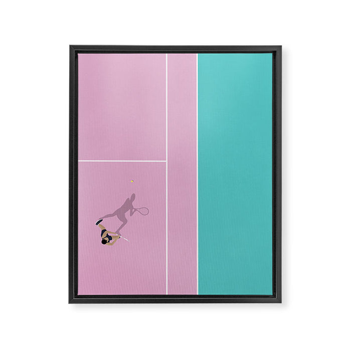 Pink Tennis Court  Framed Canvas Print Gallery Image 1