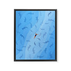 Shark Beach Swimmer  Framed Canvas Print Gallery Image 6