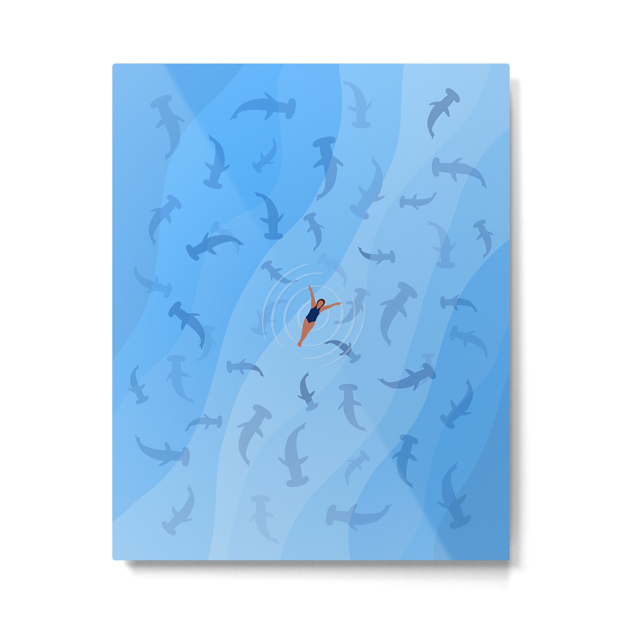 Shark Beach Swimmer  Metal Print Gallery Image 4