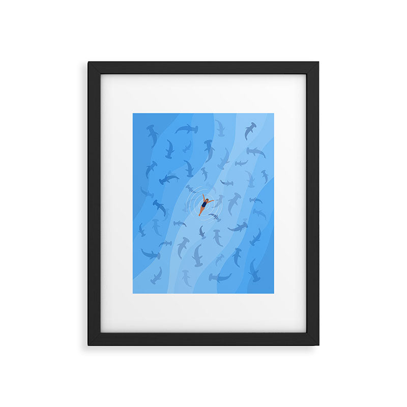 Shark Beach Swimmer  Framed Art Print Gallery Image 5