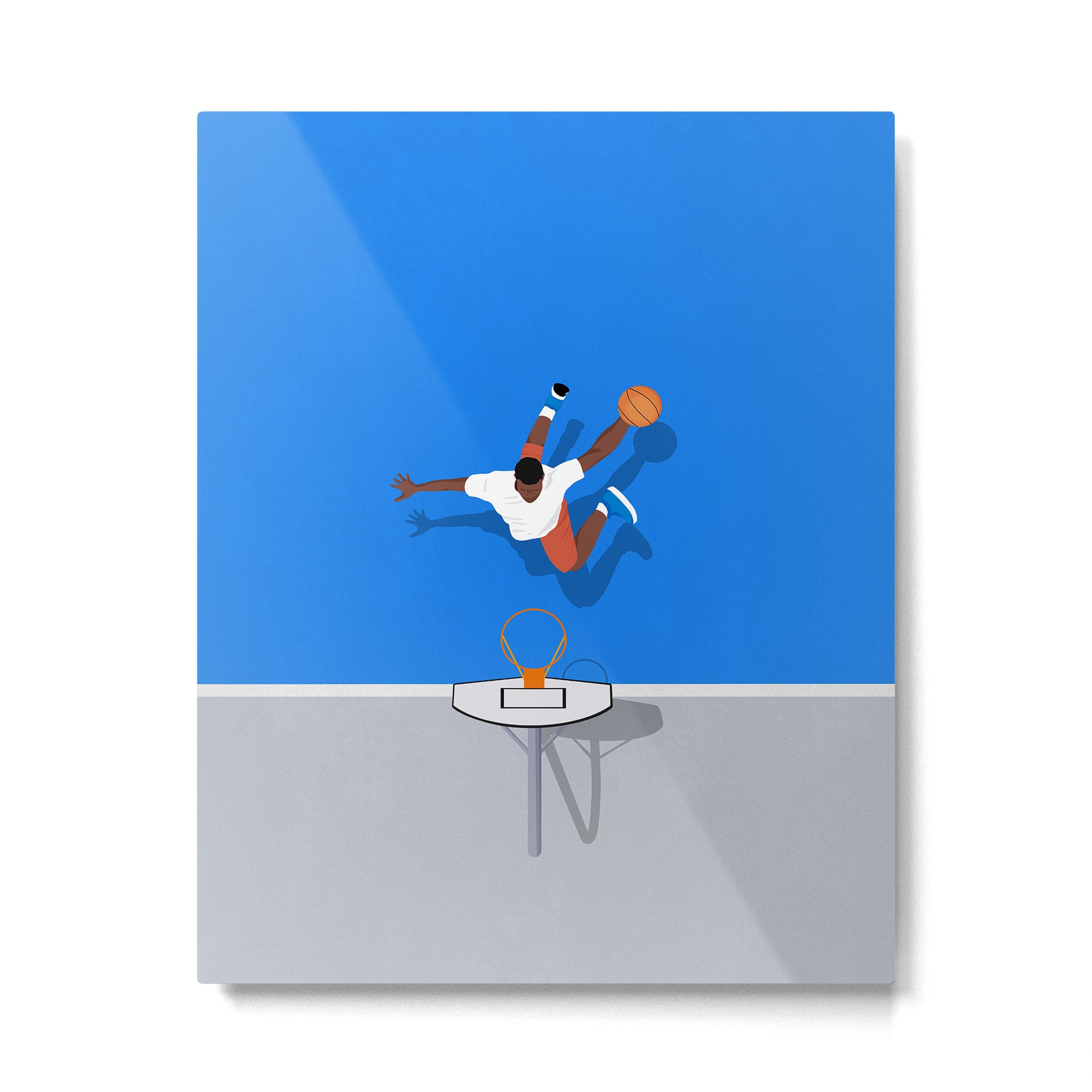 Shooting Hoops | Basketball Court Illustration  Metal Print Gallery Image 4