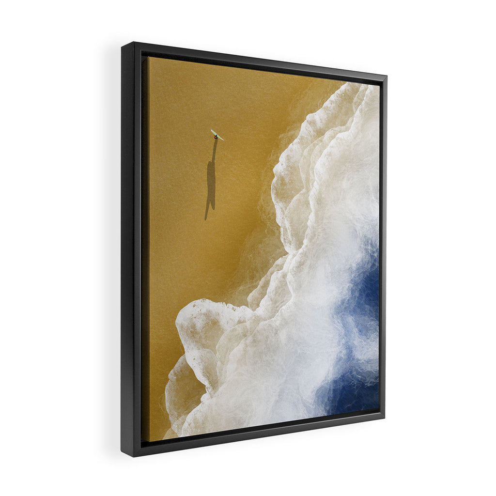 Surfer On The Beach From Above  Framed Canvas Print Gallery Image 2