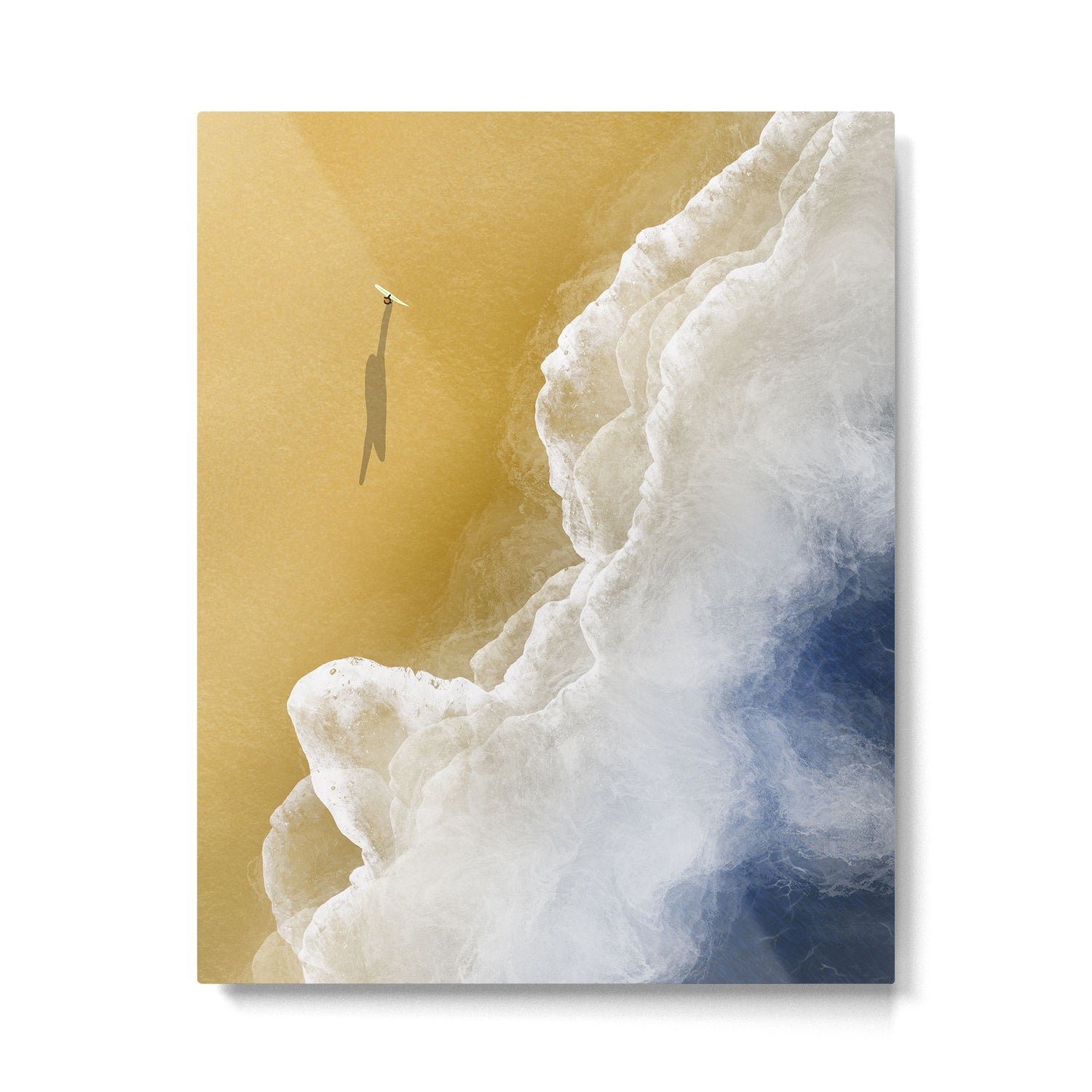 Surfer On The Beach From Above  Metal Print Gallery Image 4