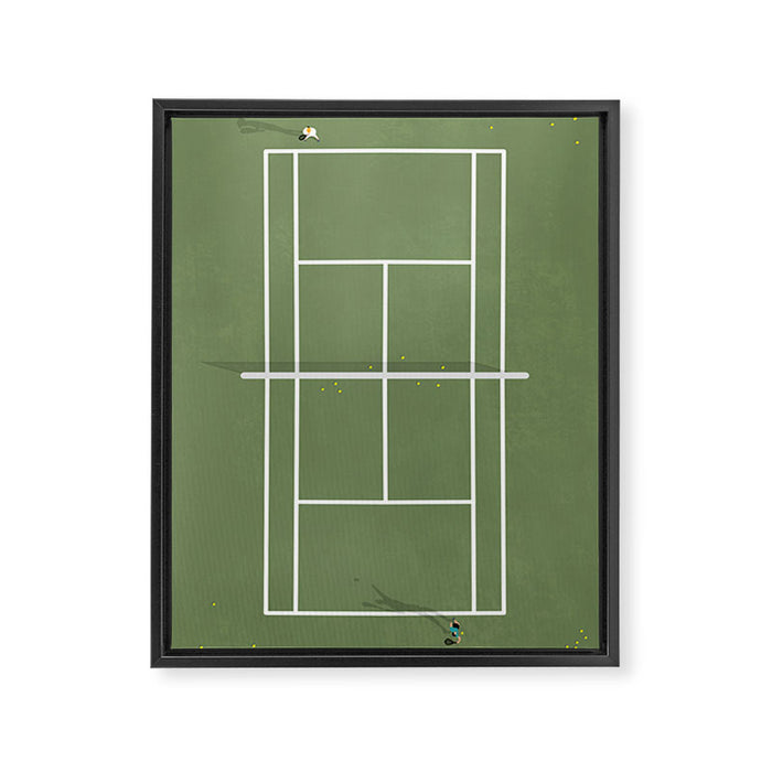 Tennis Court From Above | Illustration  Framed Canvas Print Gallery Image 1
