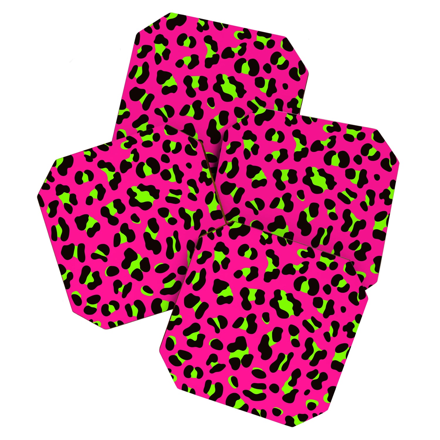 80s Neon Pink and Lime Green Leopard Coaster Gallery Image 1
