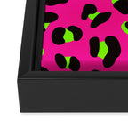80s Neon Pink and Lime Green Leopard Framed Canvas Print Gallery Image 3
