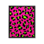 80s Neon Pink and Lime Green Leopard Framed Canvas Print Gallery Image 8