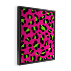 80s Neon Pink and Lime Green Leopard Framed Canvas Print Gallery Image 2