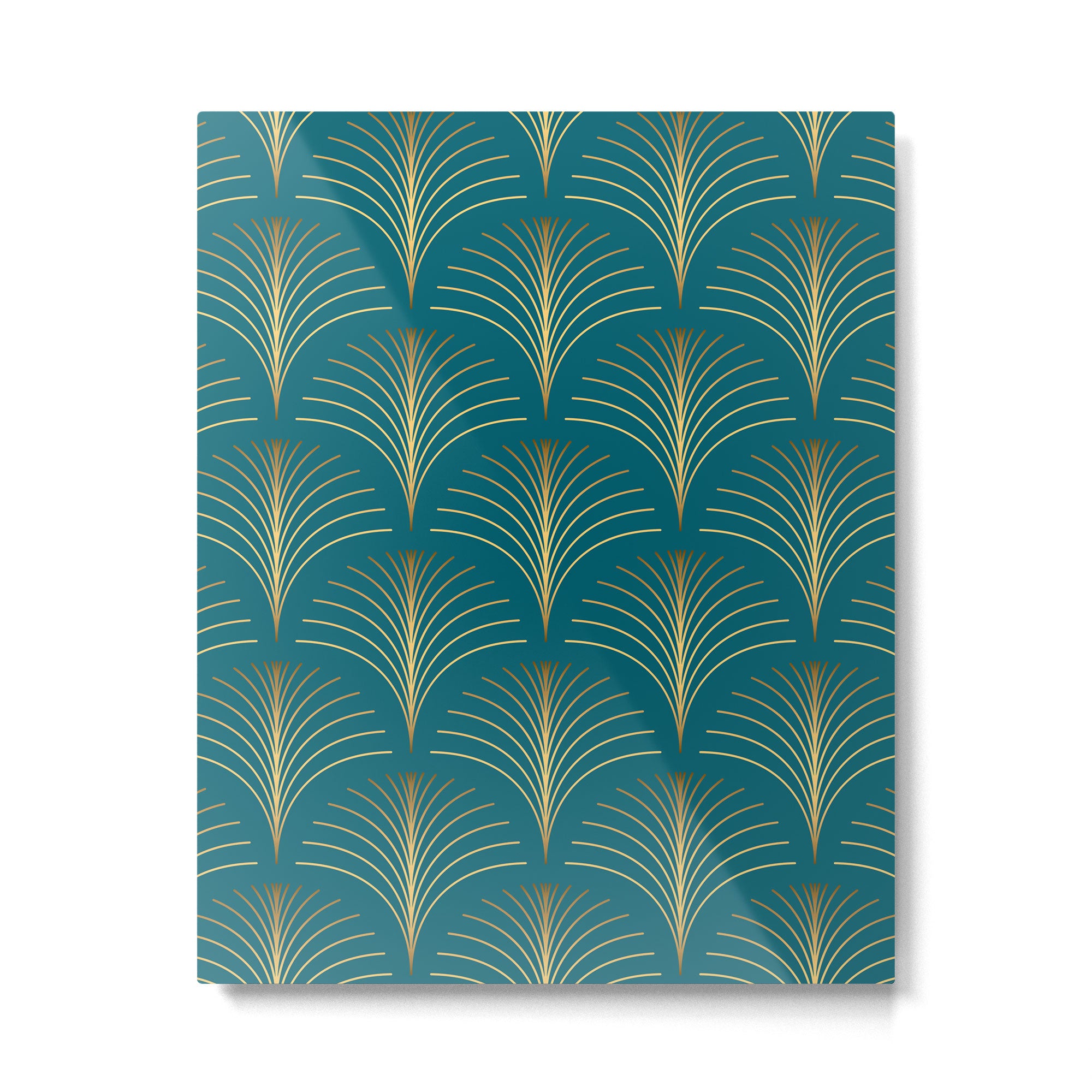 Art Deco Gold Fans on Turquoise Metal Print Gallery Image 6