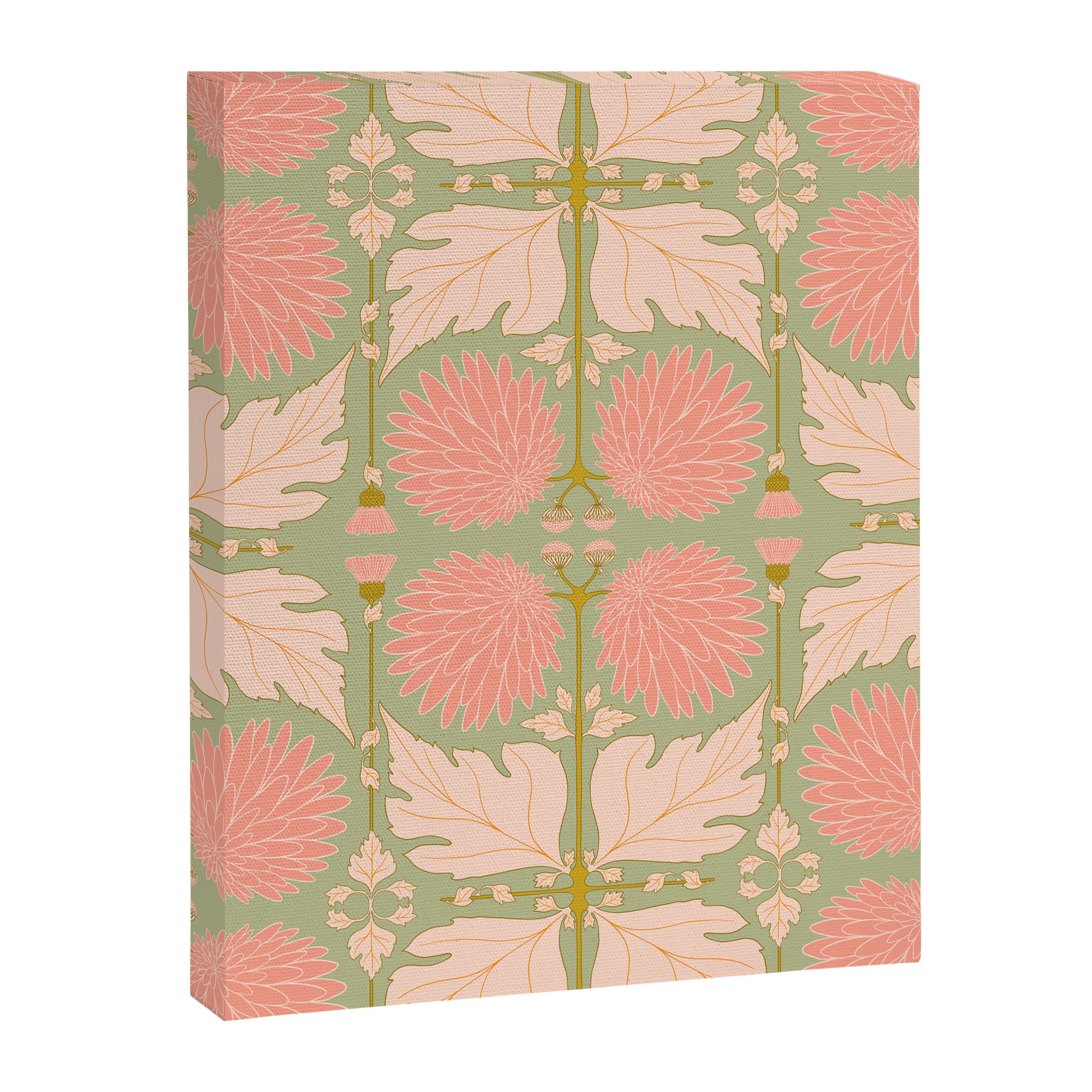 Art Nouveau Bohemian Peach Floral Botanical Canvas Print Gallery Image 8