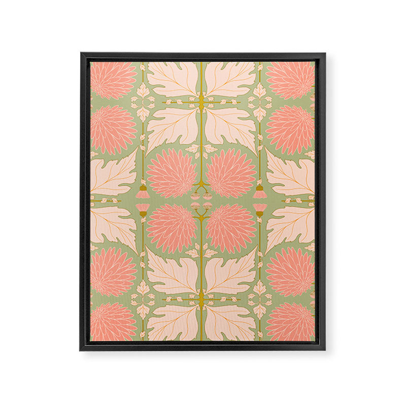 Art Nouveau Bohemian Peach Floral Botanical Framed Canvas Print Gallery Image 8