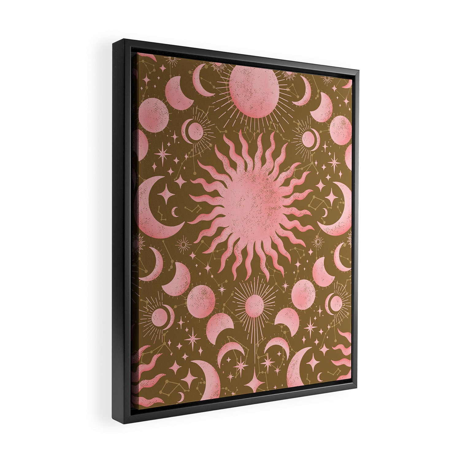 Dusty Pink Boho Celestial Framed Canvas Print Gallery Image 2