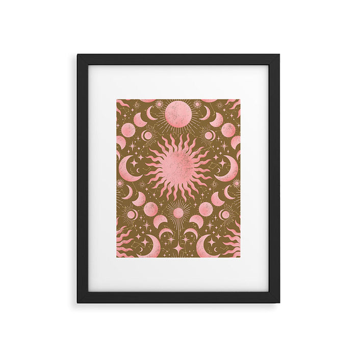 Dusty Pink Boho Celestial Framed Art Print Gallery Image 1