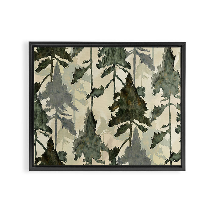 Enchanted Watercolor Pine Forest Framed Canvas Print Gallery Image 1