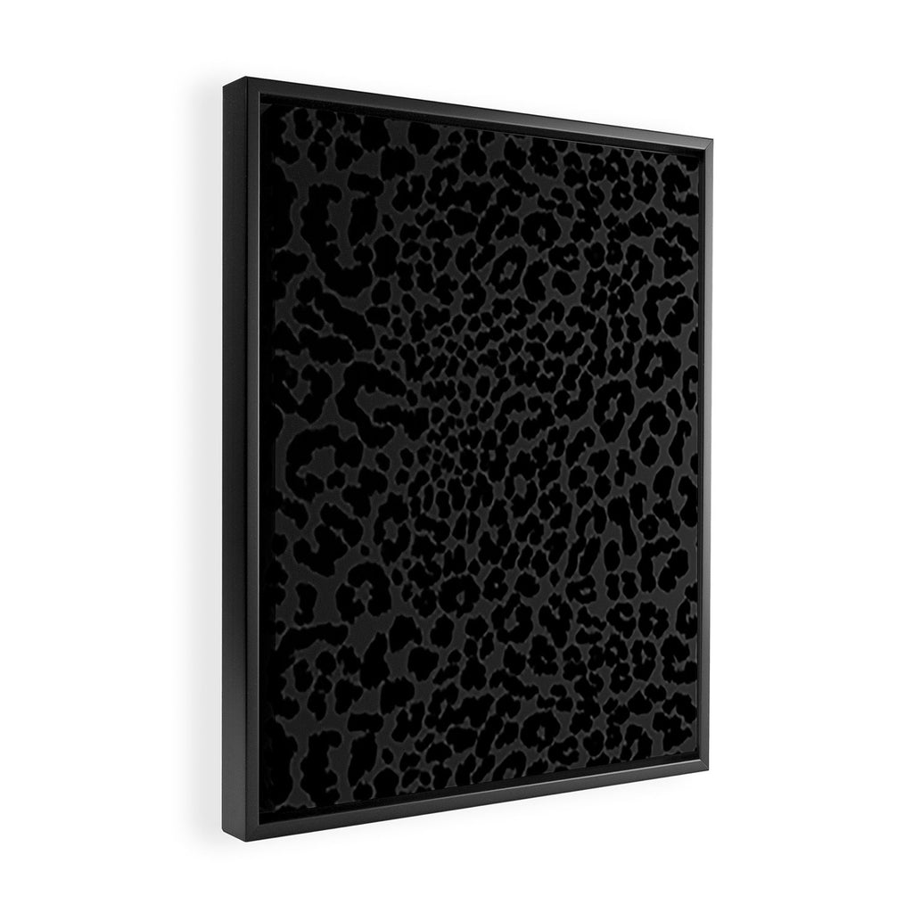 Goth Black Leopard Animal Print Framed Canvas Print Gallery Image 2