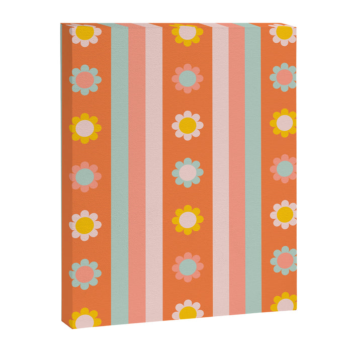 Groovy 70s Flowers & Stripes Canvas Print Gallery Image 1