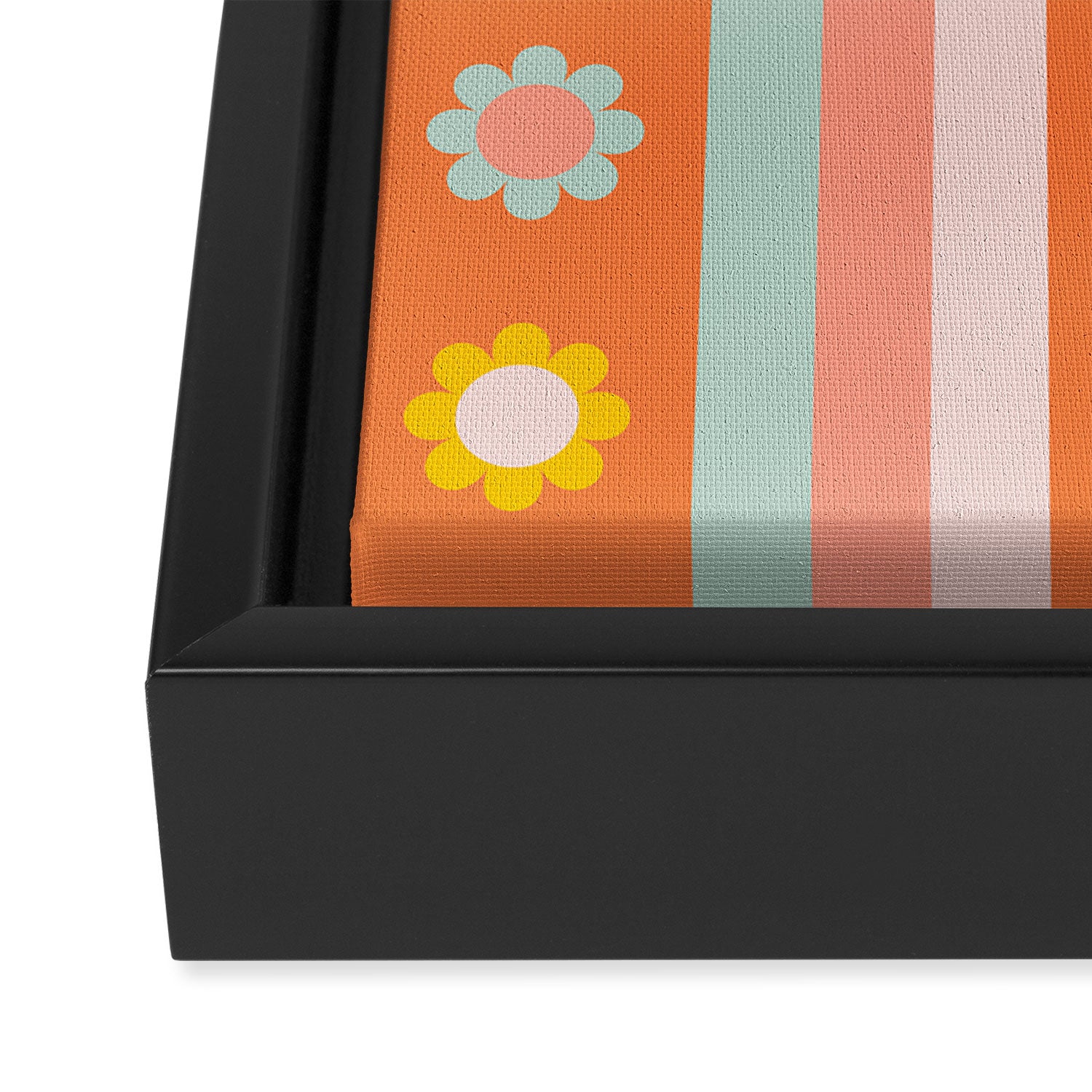 Groovy 70s Flowers & Stripes Framed Canvas Print Gallery Image 3