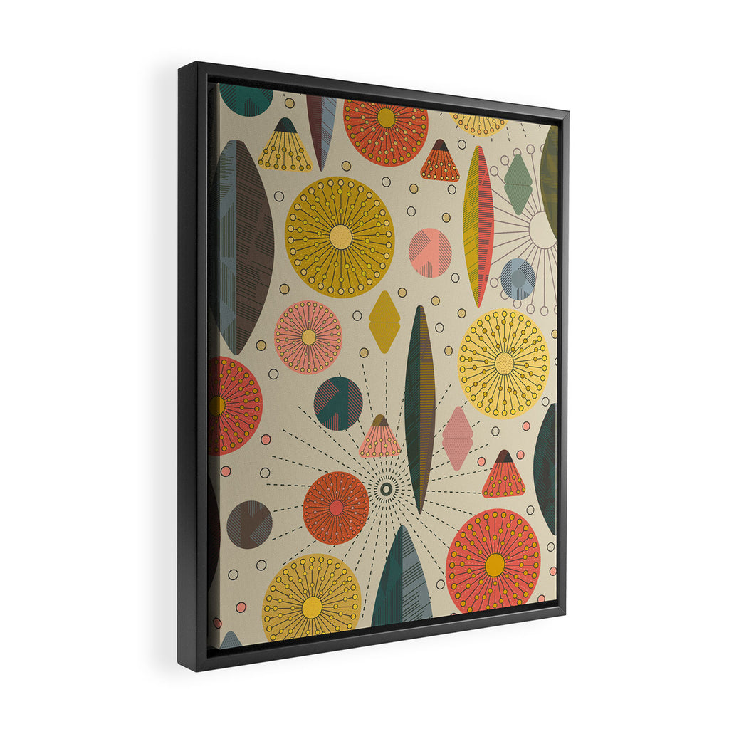 Mid Century Modern Eucalyptus with Retro Vibes Framed Canvas Print Gallery Image 2
