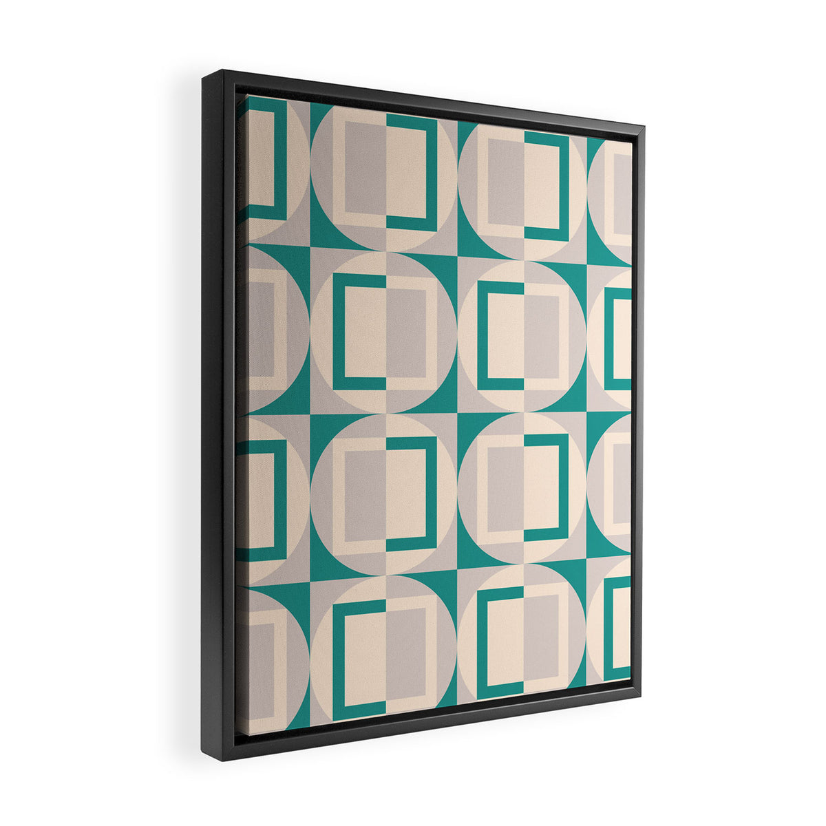 Mid Century Modern Geometric Fusion Framed Canvas Print Gallery Image 2