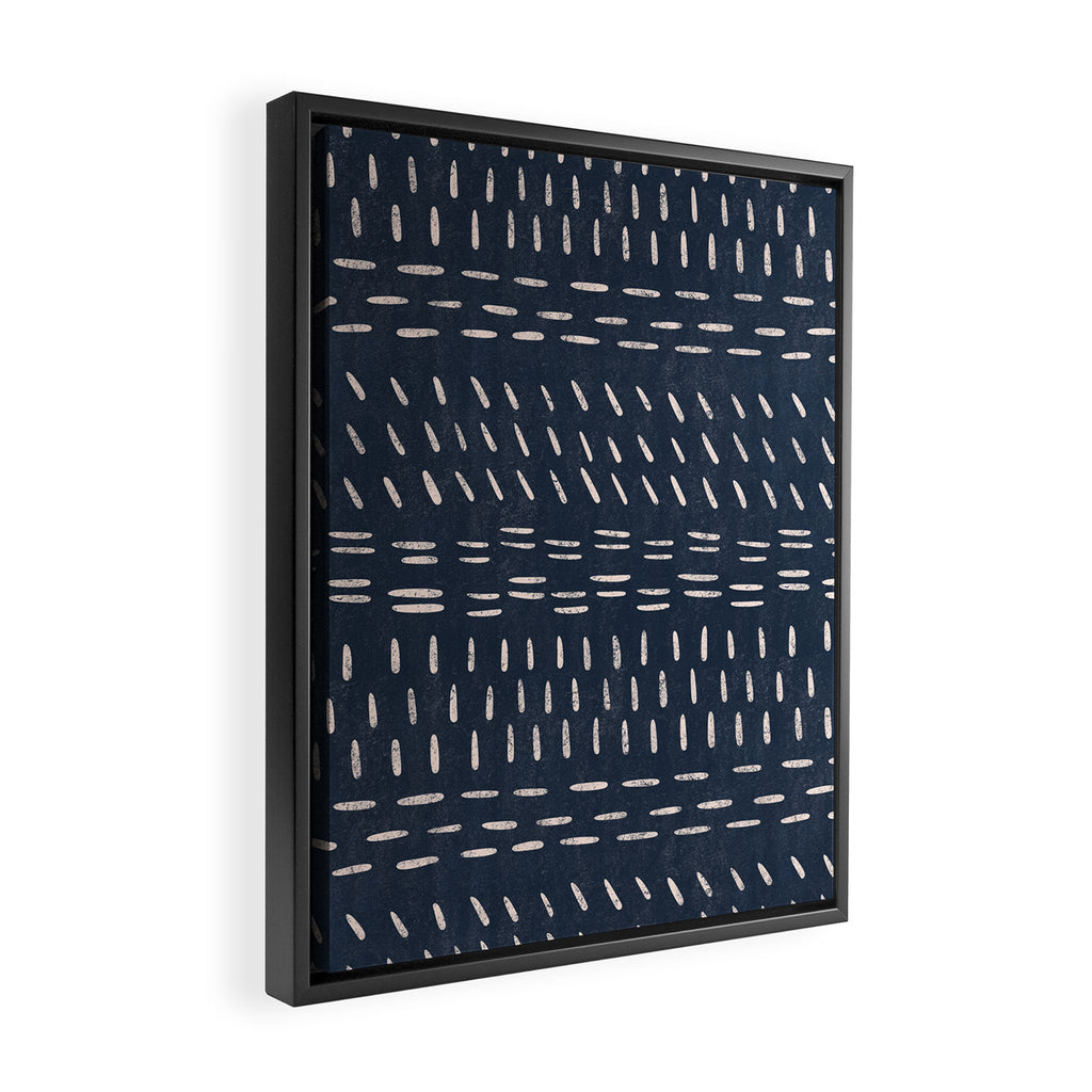 Mudcloth Distress Denim Framed Canvas Print Gallery Image 2