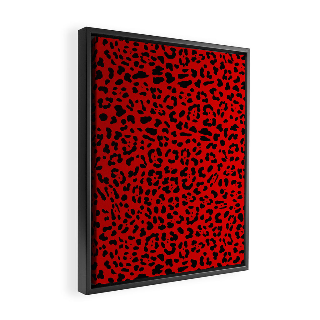 Punk Rock Red Leopard Pattern Framed Canvas Print Gallery Image 2