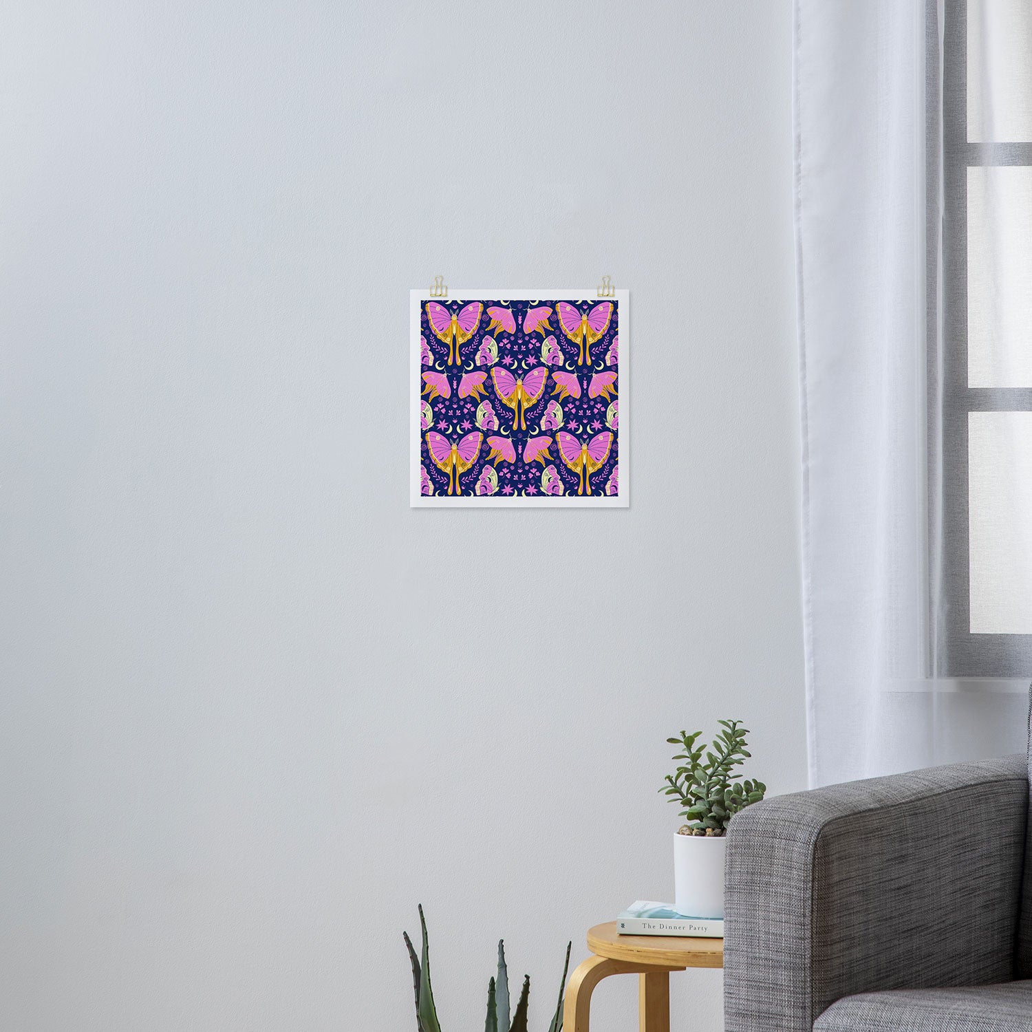 Purple Violet Luna Moths Art Print Gallery Image 3