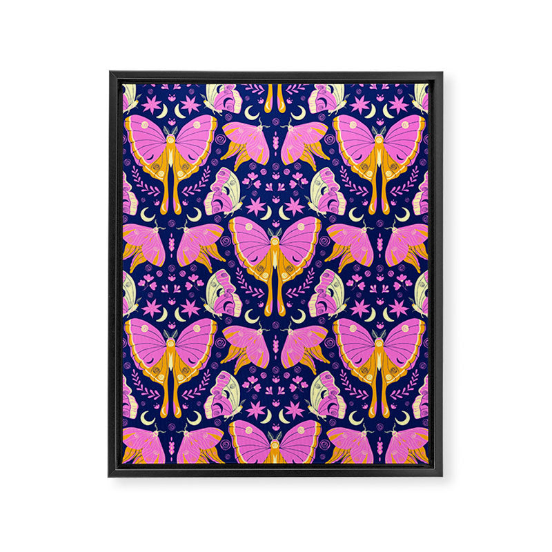 Purple Violet Luna Moths Framed Canvas Print Gallery Image 8