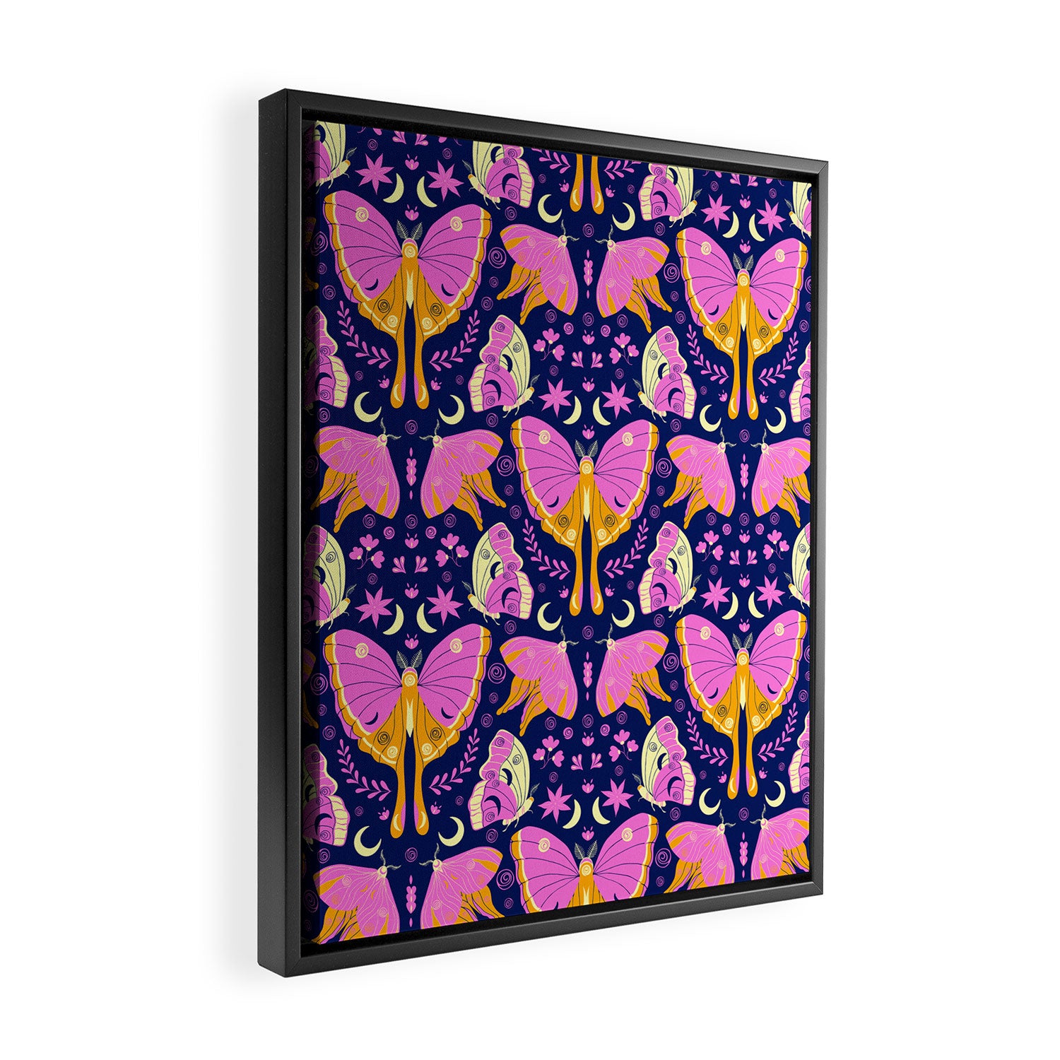 Purple Violet Luna Moths Framed Canvas Print Gallery Image 2