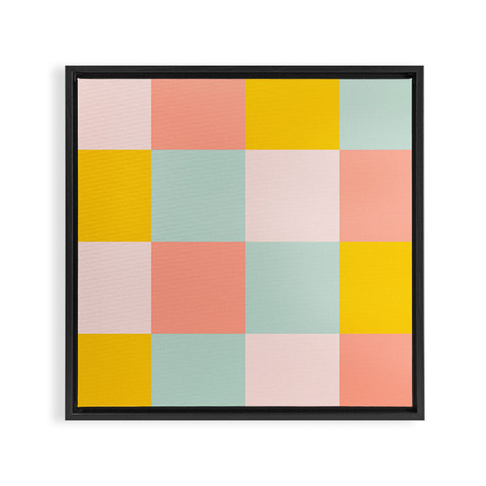 Retro Funky Checks Framed Canvas Print Gallery Image 1