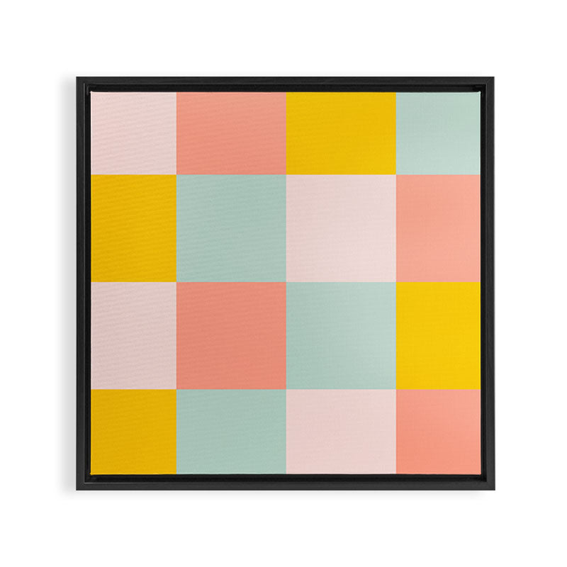 Retro Funky Checks Framed Canvas Print Gallery Image 3