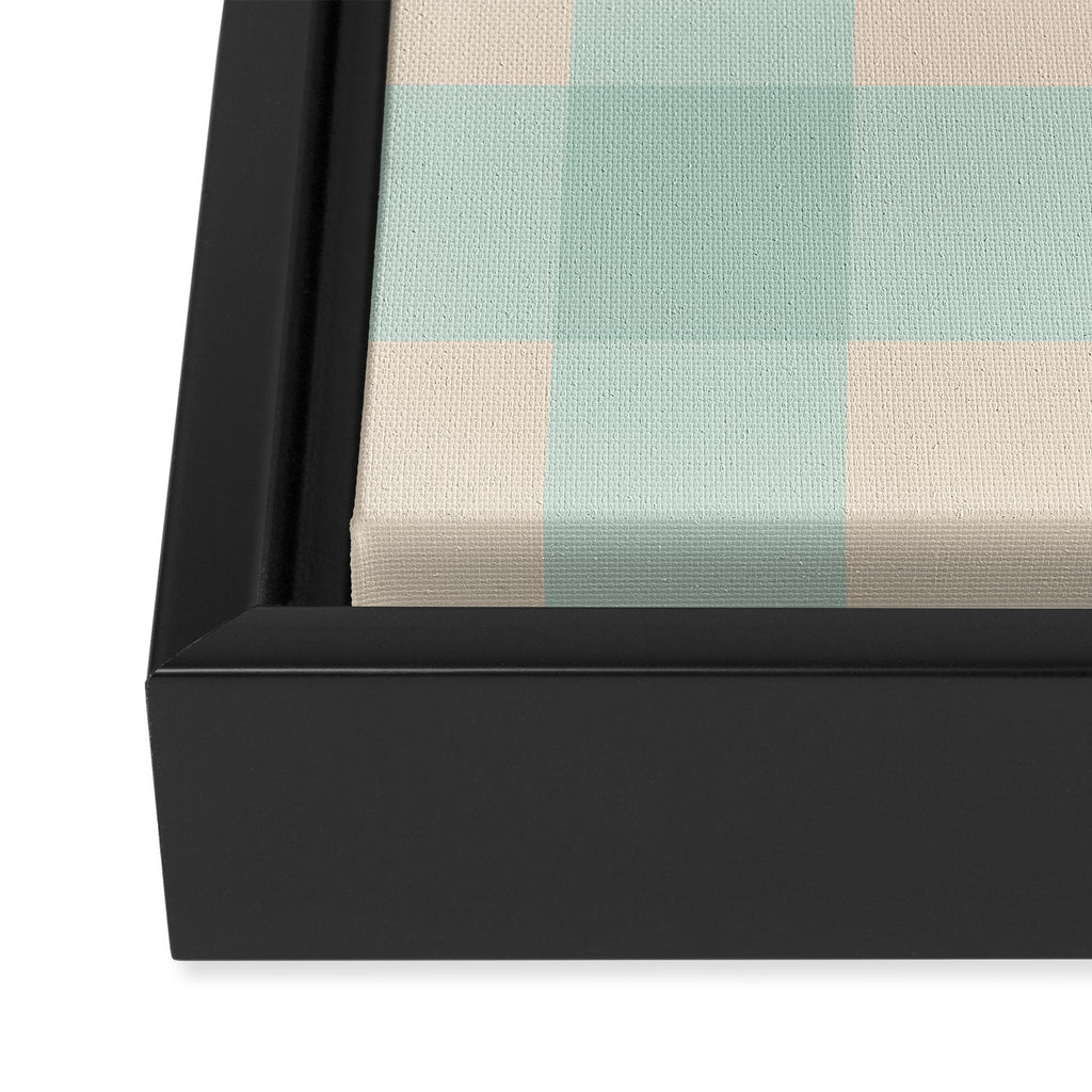 Retro Green Blue Gingham Framed Canvas Print Gallery Image 2