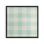 Retro Green Blue Gingham Framed Canvas Print Gallery Image 3