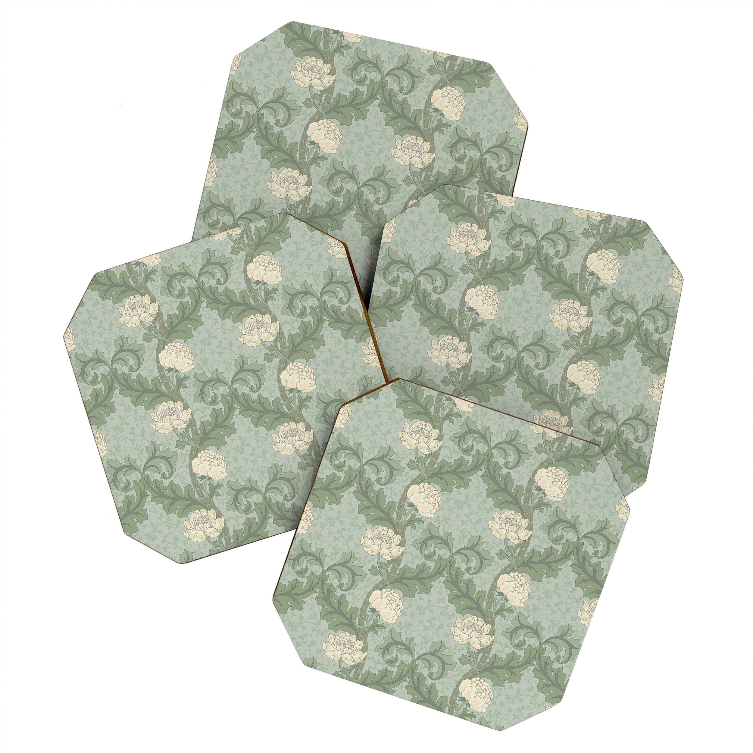 Vintage Floral Arts and Crafts Style Coaster Gallery Image 1