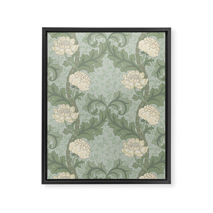 Vintage Floral Arts and Crafts Style Framed Canvas Print Gallery Image 1