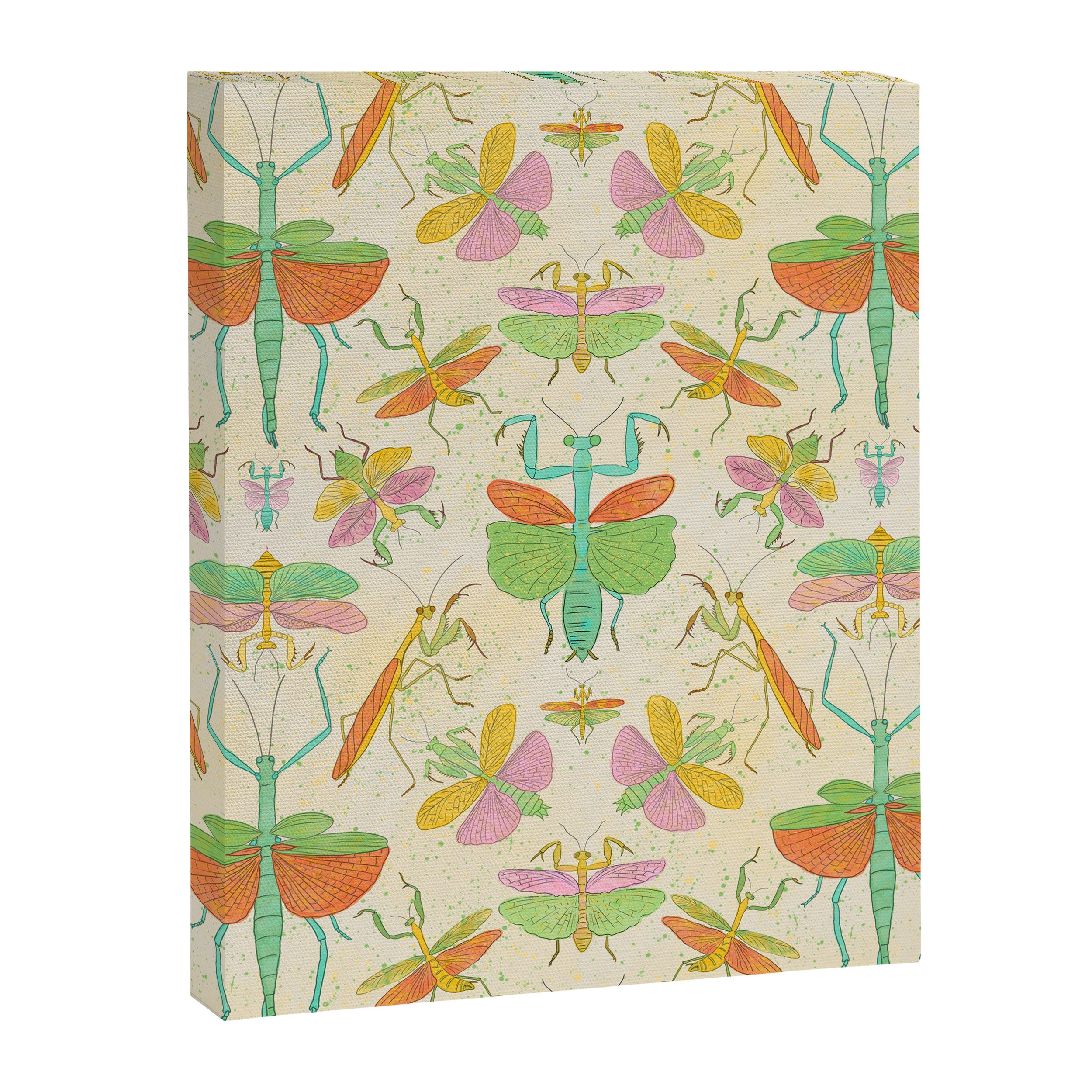 Whimsical Praying Mantis Retro Colors  Canvas Print Gallery Image 8