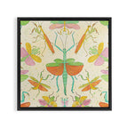 Whimsical Praying Mantis Retro Colors  Framed Canvas Print Gallery Image 3