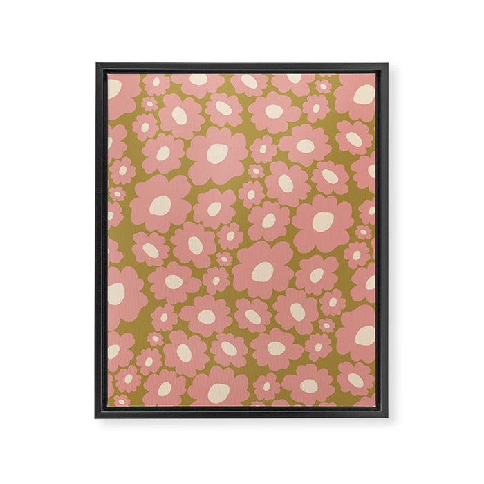 70âs Retro Floral  Framed Canvas Print Gallery Image 1