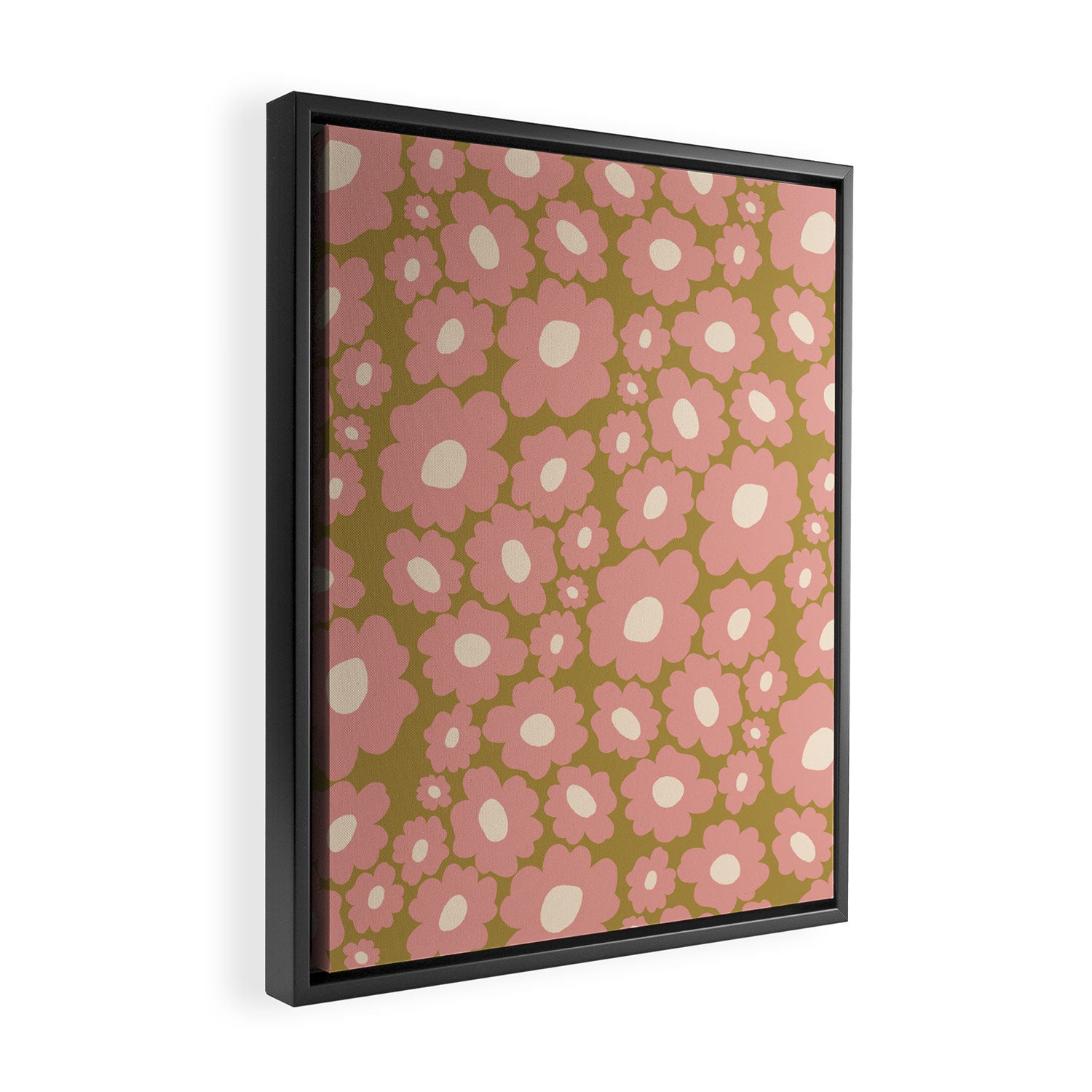 70âs Retro Floral  Framed Canvas Print Gallery Image 2